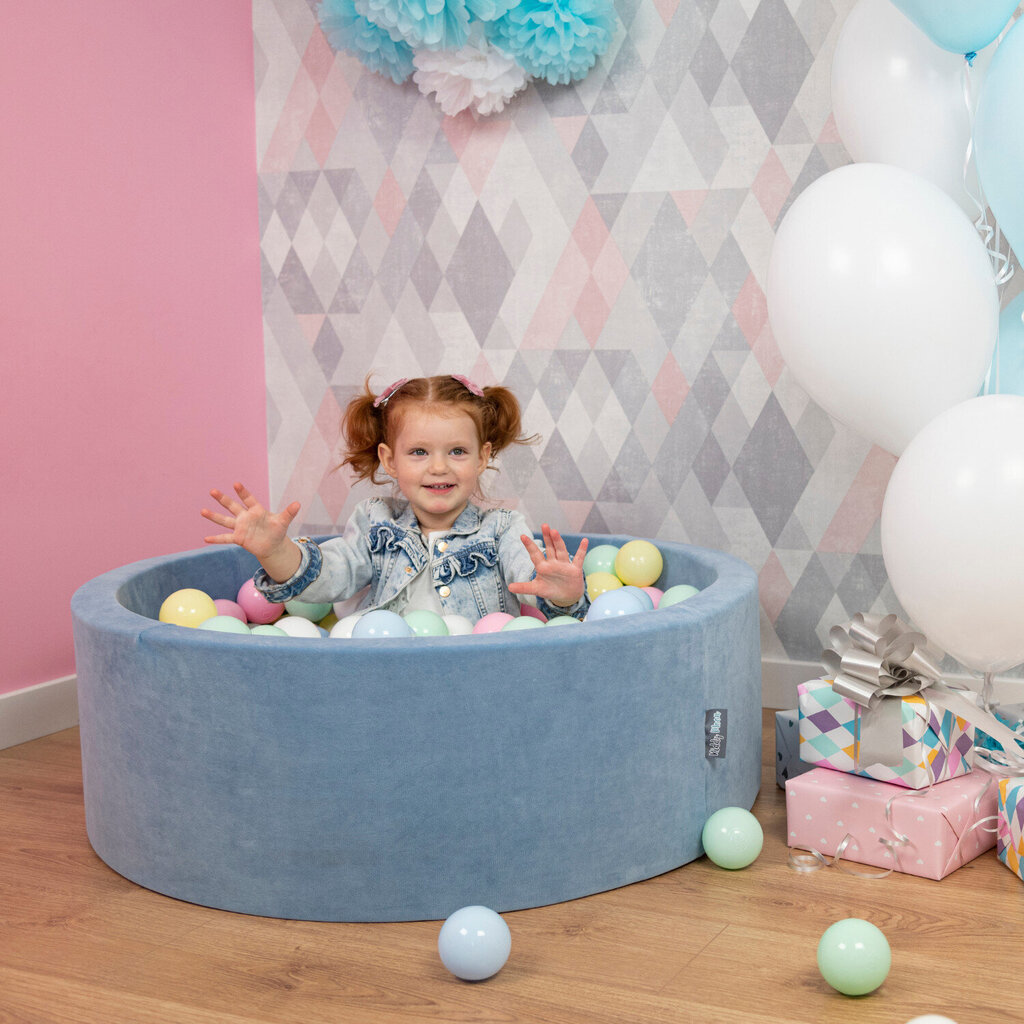 Pallomeri KiddyMoon 90x30 cm, 300 palloa, sininen: turkoosi/sininen/harmaa/valkoinen hinta ja tiedot | Vauvan lelut | hobbyhall.fi