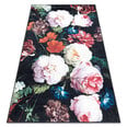 ANDRE 1629 matto kukat, 150x80, vintage liukumaton - musta / vaaleanpunainen