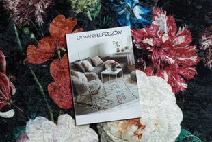 ANDRE 1629 matto kukat, 150x80, vintage liukumaton - musta / vaaleanpunainen hinta ja tiedot | Isot matot | hobbyhall.fi