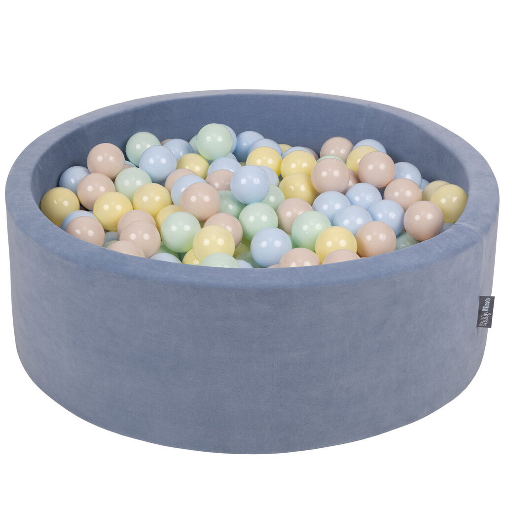 KiddyMoon pehmeä pallomeri pyöreä 90x30cm/300 pallot ∅ 7cm , jään sininen: pastelli beige/pastelli sininen/pas hinta ja tiedot | Vauvan lelut | hobbyhall.fi