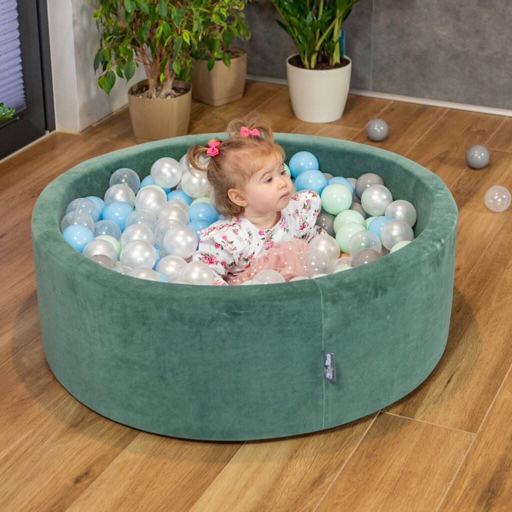 KiddyMoon pehmeä pallomeri pyöreä 90x30cm/300 palloa ∅ 7cm , metsänvihreä: tumma turkoosi/vihreä-harmaa/valkoi hinta ja tiedot | Vauvan lelut | hobbyhall.fi