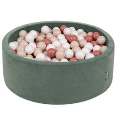 KiddyMoon pehmeä pallomeri pyöreä 90x30cm/300 palloa ∅ 7cm , metsänvihreä: pastelli beige / lohenpunainen/val hinta ja tiedot | Vauvan lelut | hobbyhall.fi