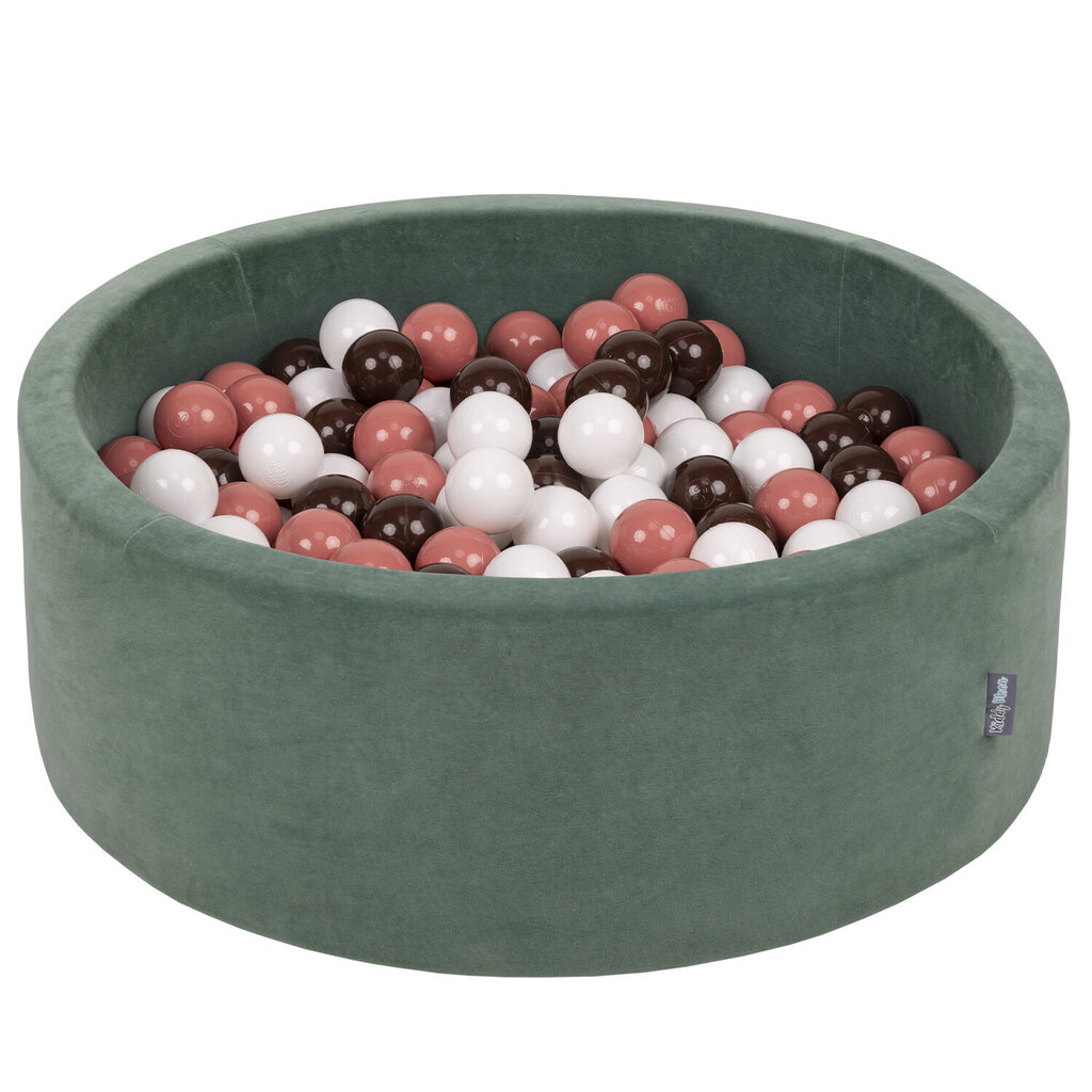 KiddyMoon pehmeä pallomeri pyöreä 90x30cm/200 palloa ∅ 7cm , metsänvihreä: lohenpunainen/ruskea/valkoinen hinta ja tiedot | Vauvan lelut | hobbyhall.fi