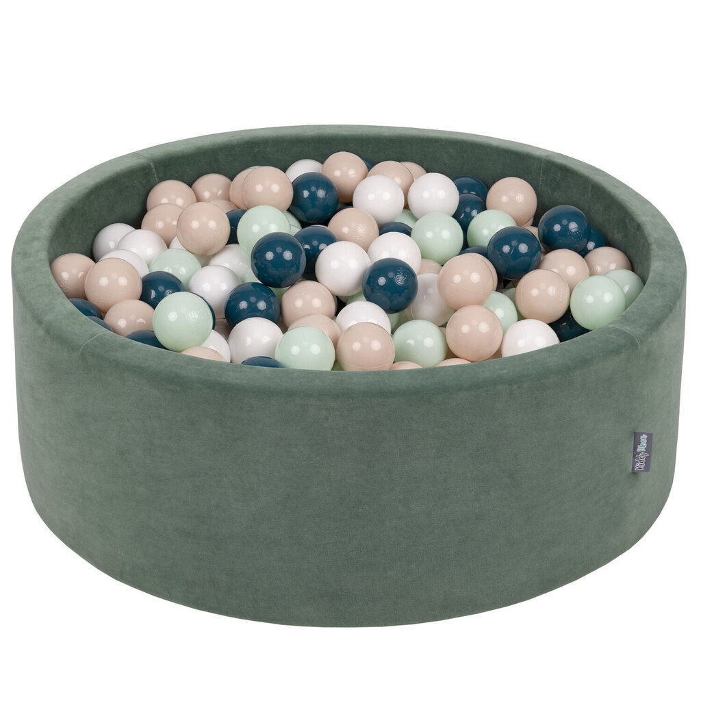 KiddyMoon pehmeä pallomeri pyöreä 90x30cm/200 palloa ∅ 7cm , metsänvihreä: tumma turkoosi / pastelli beige / hinta ja tiedot | Vauvan lelut | hobbyhall.fi