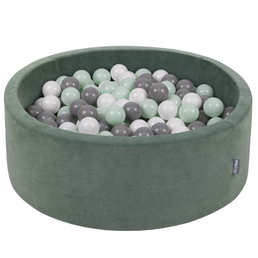 KiddyMoon pehmeä pallomeri pyöreä 90x30cm/200 palloa ∅ 7cm , metsänvihreä: valkoinen/harmaa/mintti hinta ja tiedot | Vauvan lelut | hobbyhall.fi