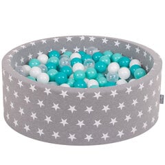 KiddyMoon pehmeä pallomeri pyöreä 90x30cm/300 palloa ∅ 7cm , harmaa tähdet: lt turkoosi/valkoinen/ hinta ja tiedot | Vauvan lelut | hobbyhall.fi