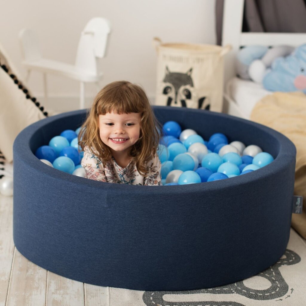 Pallomeri KiddyMoon 90x30 cm, 200 palloa, sininen: helmiäinen/harmaa/vaaleansininen/läpinäkyvä/minttu hinta ja tiedot | Vauvan lelut | hobbyhall.fi