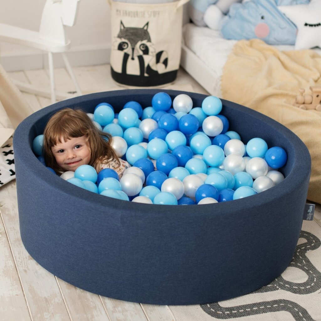 KiddyMoon vauvan vaahtomuovinen pallokoppa palloilla 90x30cm/200 palloa ∅ 7cm / 2.75in pyöreä made in eu, lampaiden sininen:valkoinen/harmaa/pulverinvaaleanpunainen hinta ja tiedot | Vauvan lelut | hobbyhall.fi