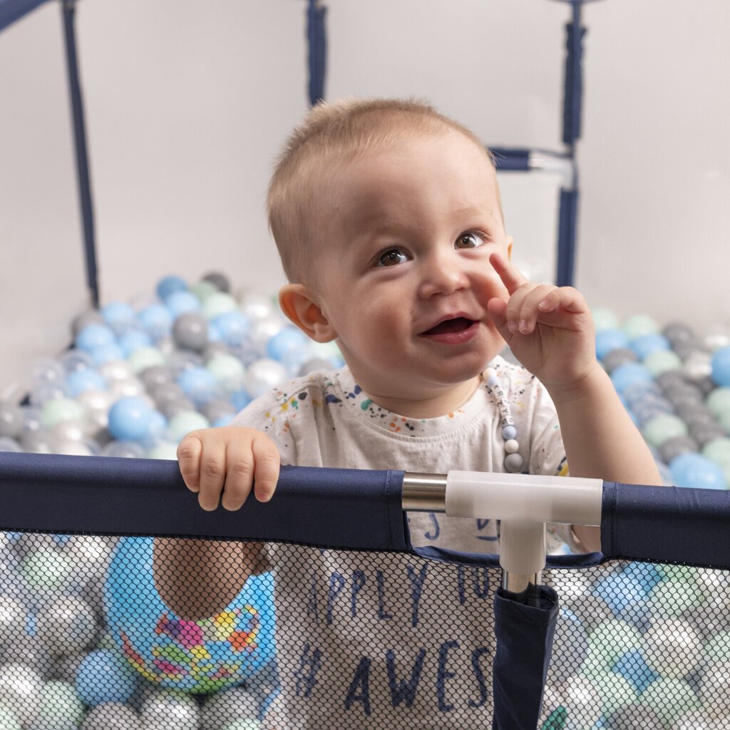 Selonis vauvan leikkikehä isokokoinen leikkikenttä 200 pallolla lapsille, harmaa:pearl/grey/transparent/mint hinta ja tiedot | Matkasängyt | hobbyhall.fi