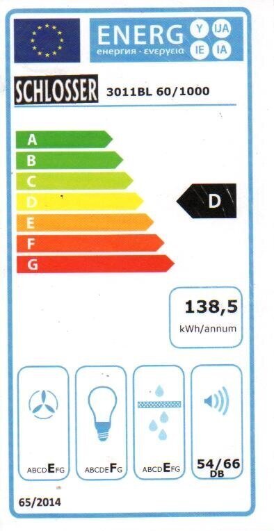 Schlosser 3011 BL 60/1000 hinta ja tiedot | Liesituulettimet | hobbyhall.fi