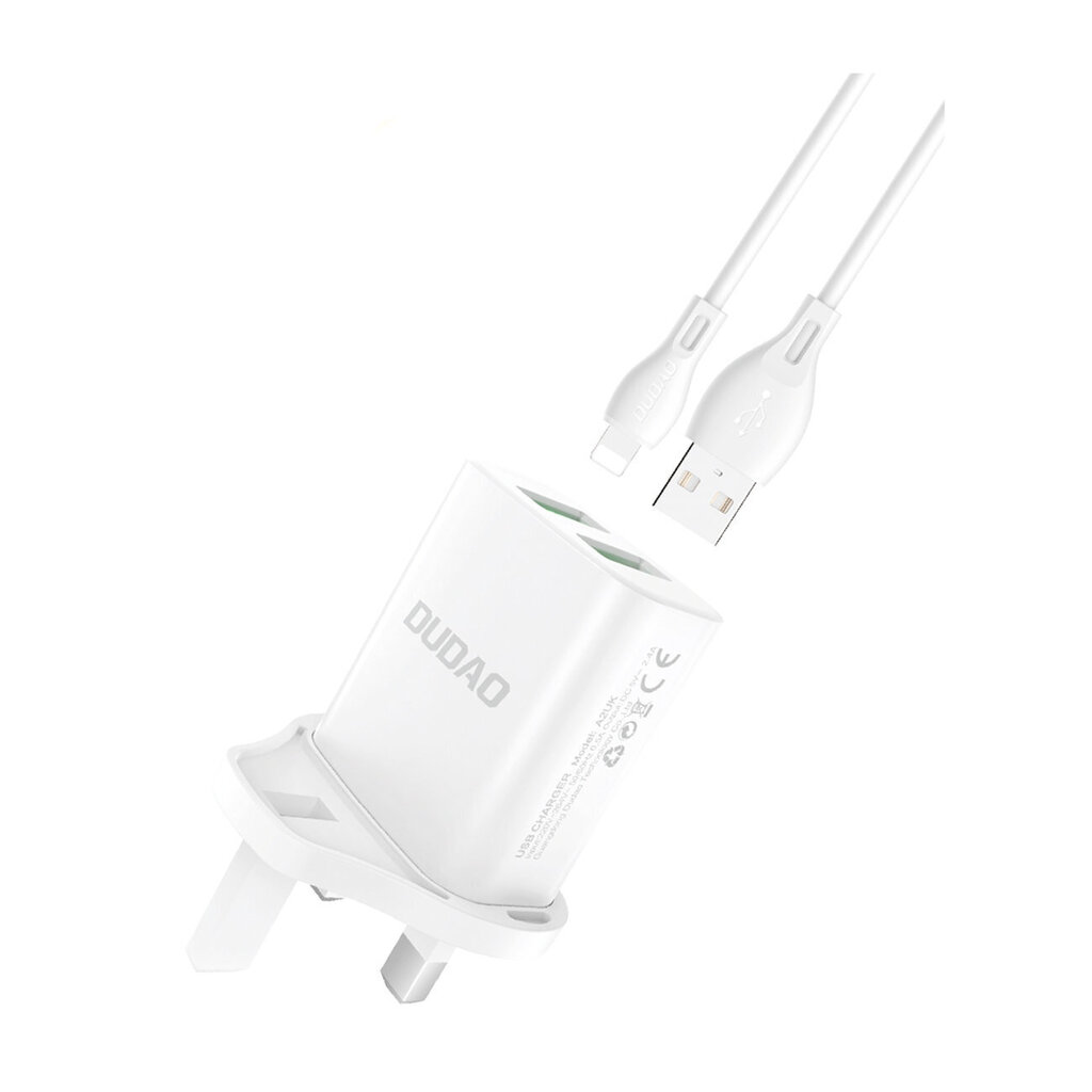 Dudao UK 2xUSB-A 2.4A, USB-A - Lightning hinta ja tiedot | Puhelimen laturit | hobbyhall.fi