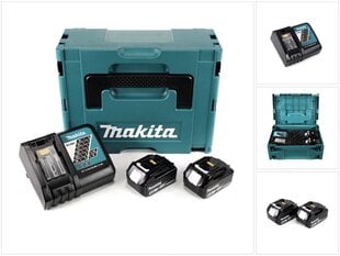 Makita virtalähdesarja Li 18V 2x BL1850B akulla 5.0Ah + DC18RC laturi + Makpac hinta ja tiedot | Akkuporakoneet ja ruuvinvääntimet | hobbyhall.fi