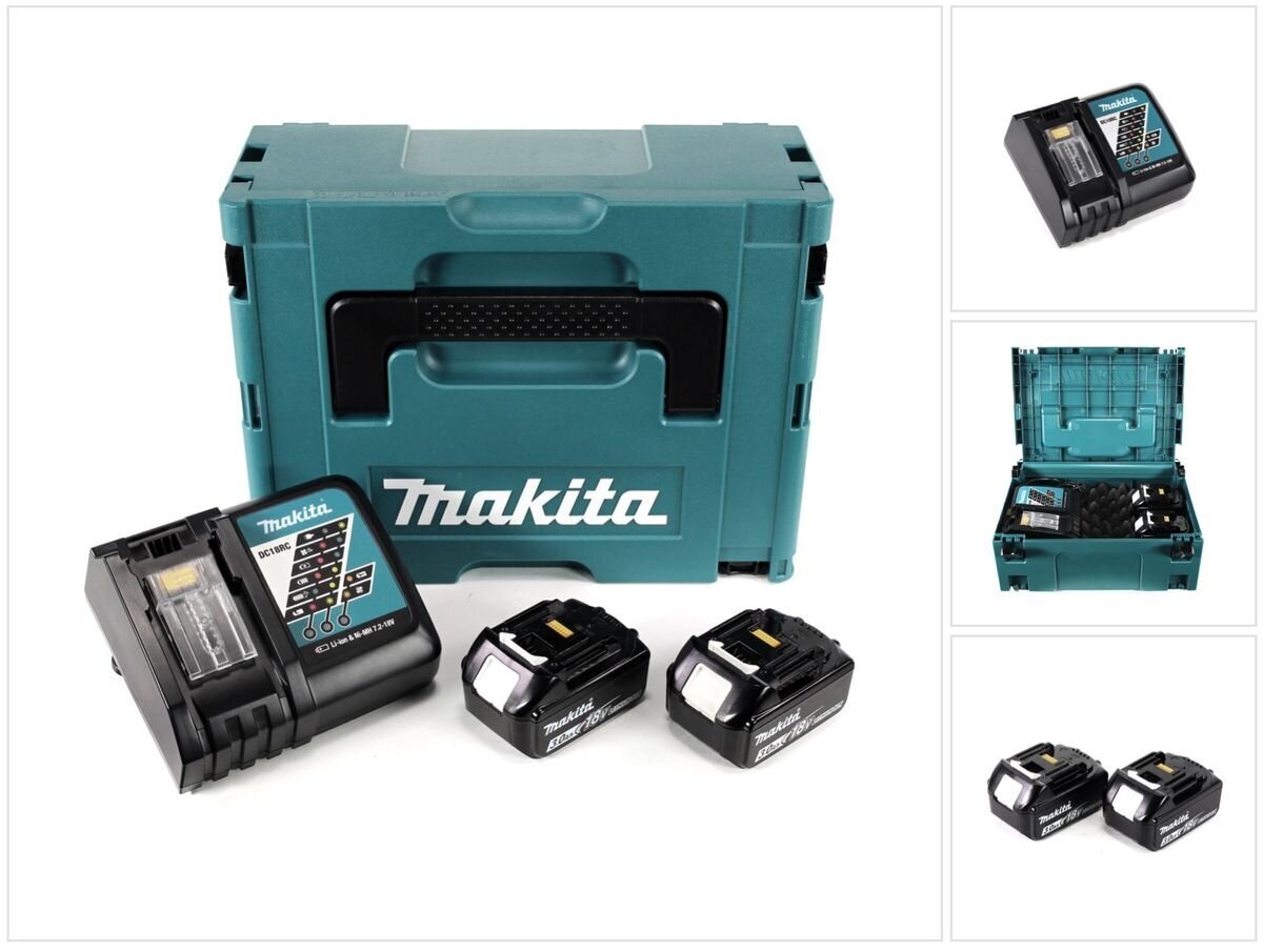 Makita virtalähdesarja 18V, 2x BL1830B akku 3,0Ah + DC18RC laturi (196693-0) + Makpac hinta ja tiedot | Akkuporakoneet ja ruuvinvääntimet | hobbyhall.fi