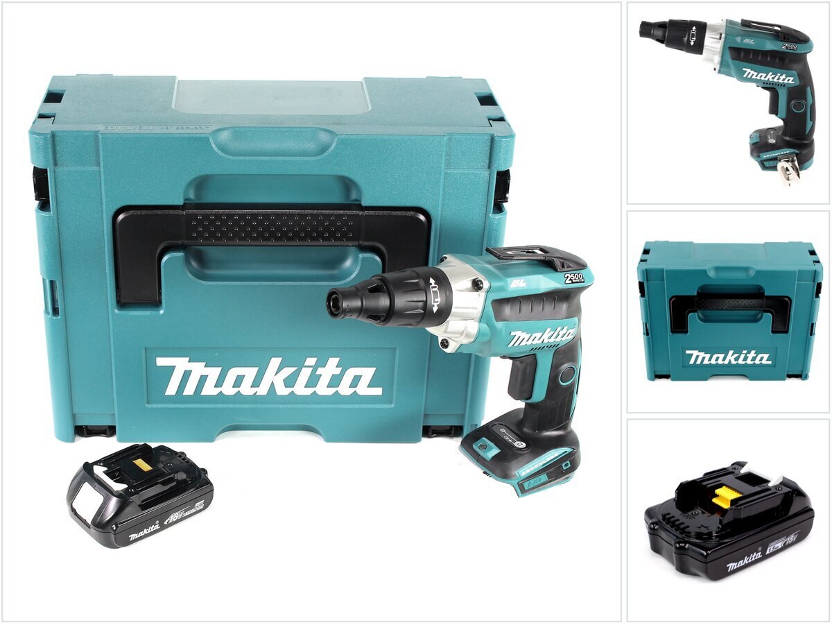 Makita DFS 251 Y1J 18 V Li-Ion akkuruuvimeisseli Makpac 1x BL1815N 1,5 Ah akulla, ilman laturia hinta ja tiedot | Akkuporakoneet ja ruuvinvääntimet | hobbyhall.fi