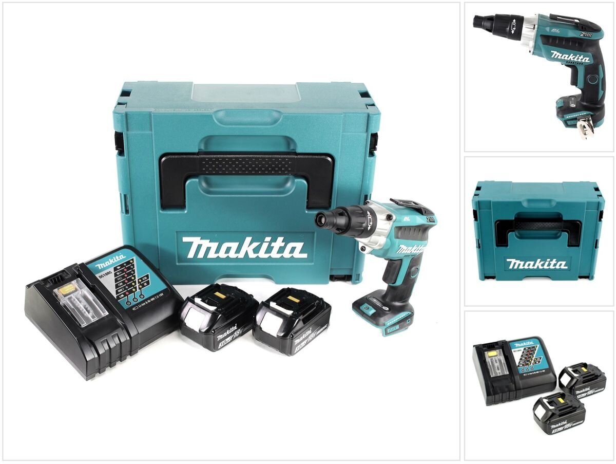 Makita DFS 251 RFJ 18 V Li-Ion akkuruuvinväännin Makpac - 2x 3,0 Ah akkujen ja laturin kanssa hinta ja tiedot | Akkuporakoneet ja ruuvinvääntimet | hobbyhall.fi