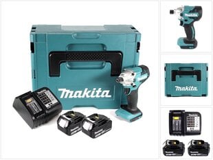 Makita DTW 156 SF1J akkukäyttöinen iskuväännin 18V 155Nm sekä kaksi akkua 3,0Ah ja Makpac, sekä laturi hinta ja tiedot | Akkuporakoneet ja ruuvinvääntimet | hobbyhall.fi