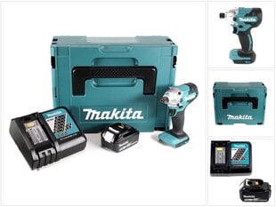 Makita DTD 156 RT1J akkukäyttöinen iskuväännin 18V 155Nm + 1x akku 5,0Ah + laturi + Makpac hinta ja tiedot | Akkuporakoneet ja ruuvinvääntimet | hobbyhall.fi