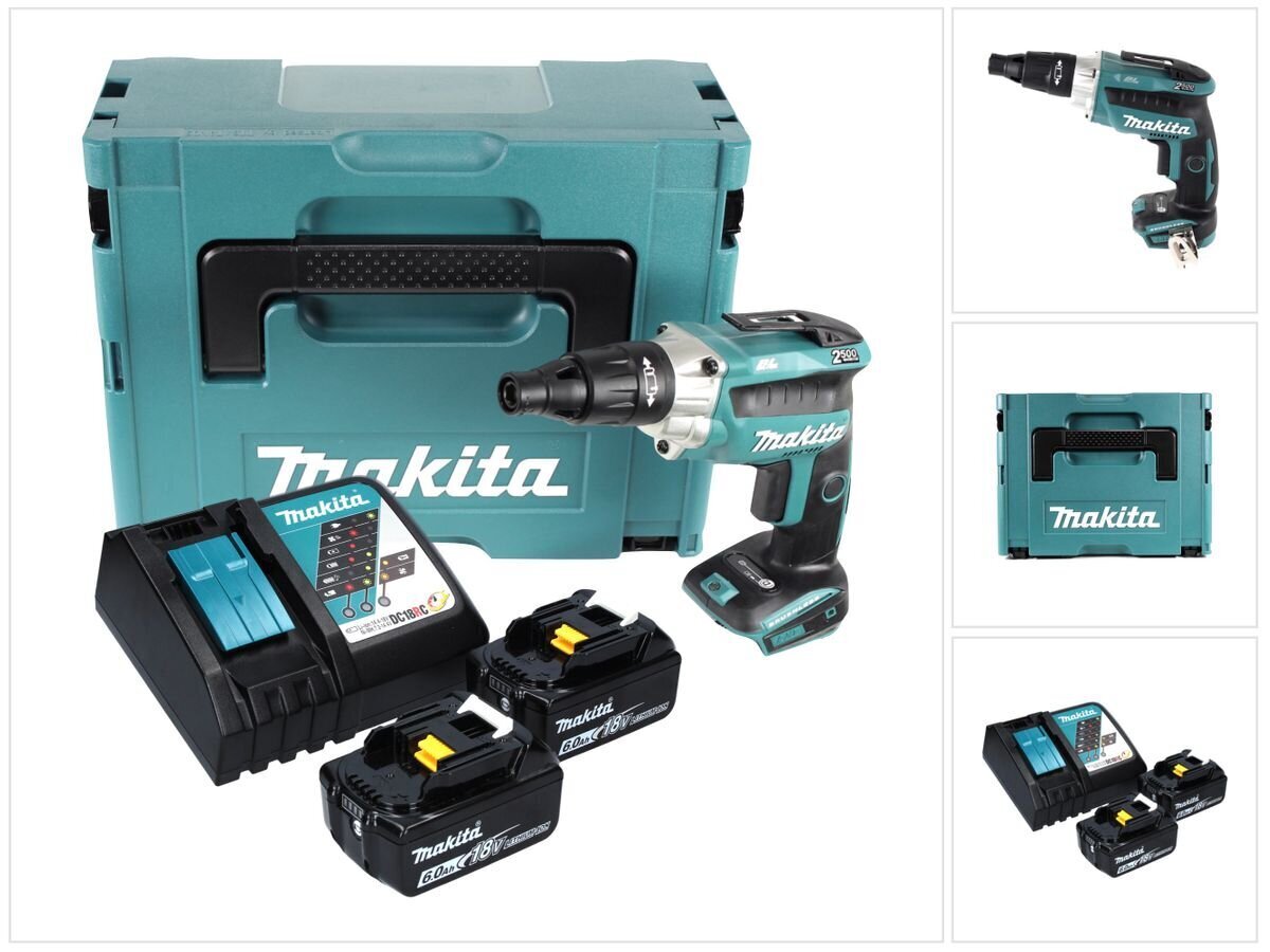 Makita DFS 251 RGJ Akkukäyttöinen ruuvimeisseli 18 V ja kaksi akkua 6,0 Ah ja laturi + Makpac hinta ja tiedot | Akkuporakoneet ja ruuvinvääntimet | hobbyhall.fi