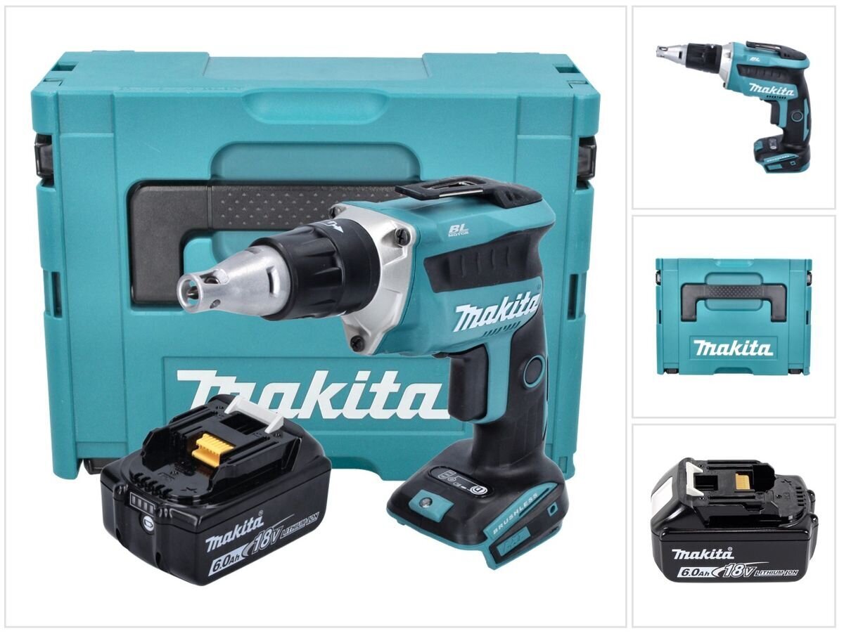 Makita DFS 452 G1J Akkukäyttöinen ruuvinväännin kipsilevylle 18 V + 1x akku 6,0 Ah + Makpac - laturi ei kuulu mukaan pakettiin hinta ja tiedot | Akkuporakoneet ja ruuvinvääntimet | hobbyhall.fi