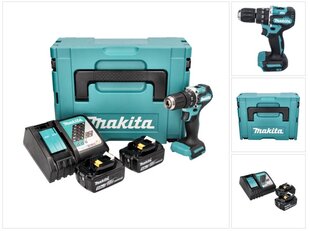 Makita DHP 487 RTJ akkuiskuporakone 18 V 40 Nm + 2x 5,0 Ah akku + laturi + Makpac hinta ja tiedot | Akkuporakoneet ja ruuvinvääntimet | hobbyhall.fi