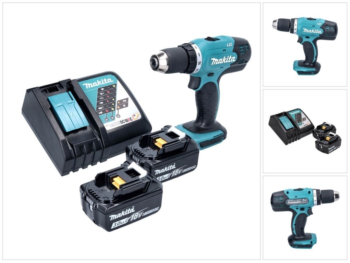 Makita DDF 453 RF akkuporakone 18 V 42 Nm + 2x akku 3,0 Ah + laturi hinta ja tiedot | Akkuporakoneet ja ruuvinvääntimet | hobbyhall.fi