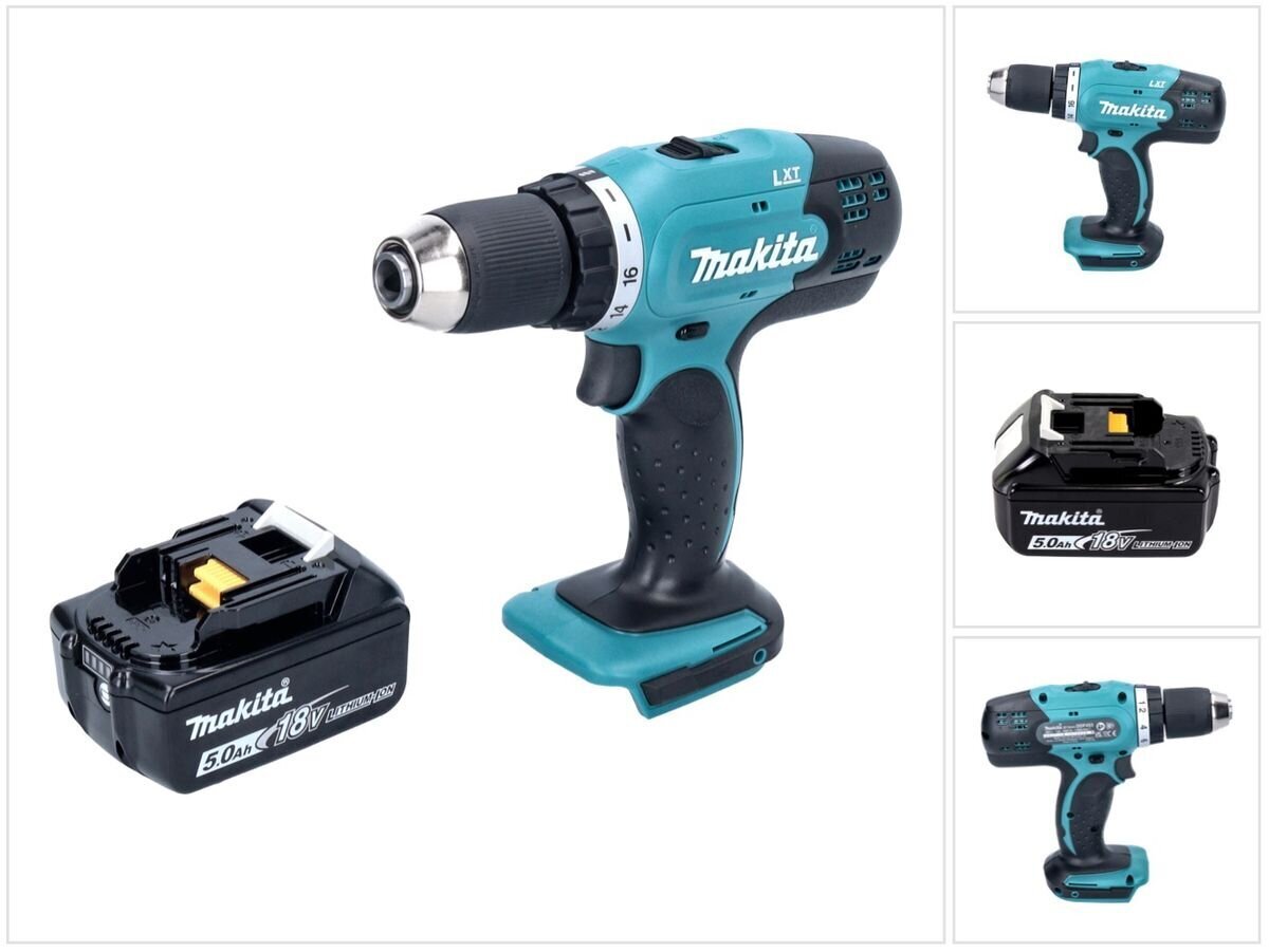 Makita DDF 453 T1 akkuporakone 18 V 42 Nm + 1x akku 5,0 Ah - ilman laturia hinta ja tiedot | Akkuporakoneet ja ruuvinvääntimet | hobbyhall.fi