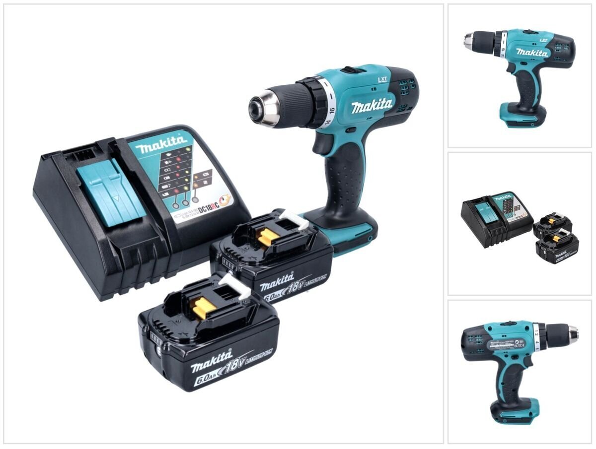 Makita DDF 453 RG akkuporakone 18 V 42 Nm + 2x akku 6,0 Ah + laturi hinta ja tiedot | Akkuporakoneet ja ruuvinvääntimet | hobbyhall.fi