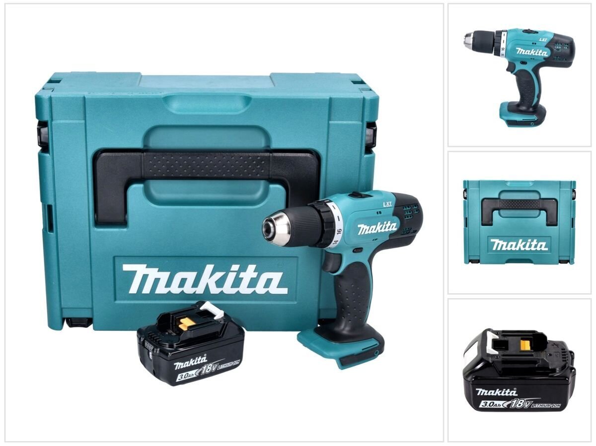 Makita DDF 453 F1J akkuporakone 18 V 42 Nm + 1x akku 3,0 Ah + Makpac - ilman laturia hinta ja tiedot | Akkuporakoneet ja ruuvinvääntimet | hobbyhall.fi