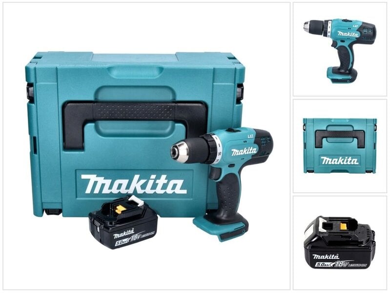 Makita DDF 453 T1J akkuporakone 18 V 42 Nm + 1x akku 5,0 Ah + Makpac - ilman laturia