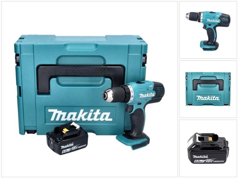 Makita DDF 453 G1J akkuporakone 18 V 42 Nm + 1x akku 6,0 Ah + Makpac - ilman laturia