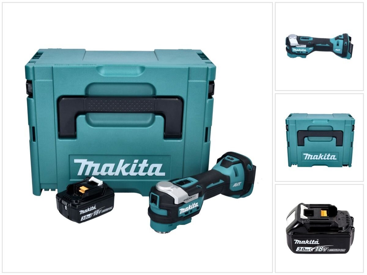 Makita DTM 52 F1J johdoton monitoimityökalu Makpac 18 V Starlock Max + 1x akku 3,0 Ah + Makpac - ilman laturia hinta ja tiedot | Akkuporakoneet ja ruuvinvääntimet | hobbyhall.fi