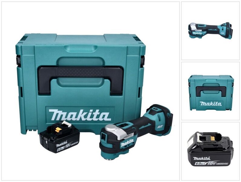 Makita DTM 52 G1J akkukäyttöinen monitoimityökalu 18 V Starlock Max + 1x akku 6,0 Ah + Makpac - ilman laturia.