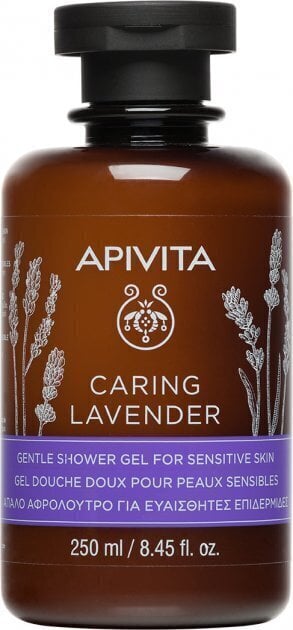 Vartalopesu herkälle iholle Apivita Caring Lavender, 250 ml hinta ja tiedot | Suihkusaippuat ja suihkugeelit | hobbyhall.fi