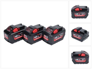 Milwaukee M18 HB12 suuritehoinen akkupaketti 3x 18 V 12,0 Ah / 12000 mAh lataustason ilmaisimella hinta ja tiedot | Akkuporakoneet ja ruuvinvääntimet | hobbyhall.fi