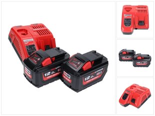 Milwaukee M18 NRG-1202 virtalähdesarja 2x 18 V 12,0 Ah / 12000 mAh 2x akku + pikalaturi hinta ja tiedot | Akkuporakoneet ja ruuvinvääntimet | hobbyhall.fi