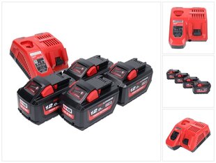 Milwaukee M18 NRG-1204 virtalähdesarja 4x 18 V 12,0 Ah / 12000 mAh 4 x akku + pikalaturi hinta ja tiedot | Akkuporakoneet ja ruuvinvääntimet | hobbyhall.fi