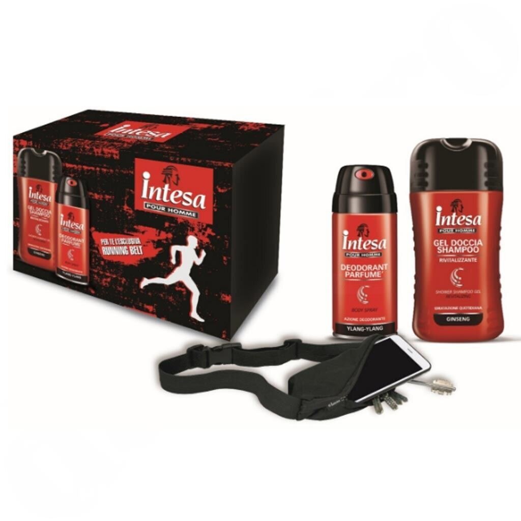 Intesa SPORT setti miehille (Deodorantti spray Ylang-Ylang 150ml + Ginseng shampoo-suihkugeeli ja elastinen jatke kuntoon) hinta ja tiedot | Suihkusaippuat ja suihkugeelit | hobbyhall.fi