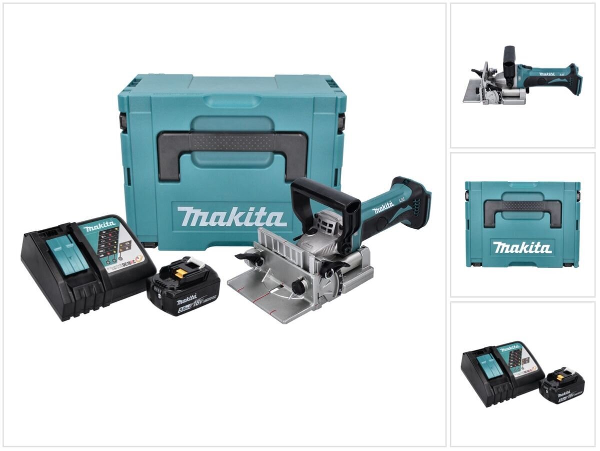 Makita DPJ 180 RT1J Akkukäyttöinen liitosleikkuri 18 V 100 mm + 1x Akku 5,0 Ah + laturi + Makpac hinta ja tiedot | Käsityökalut | hobbyhall.fi