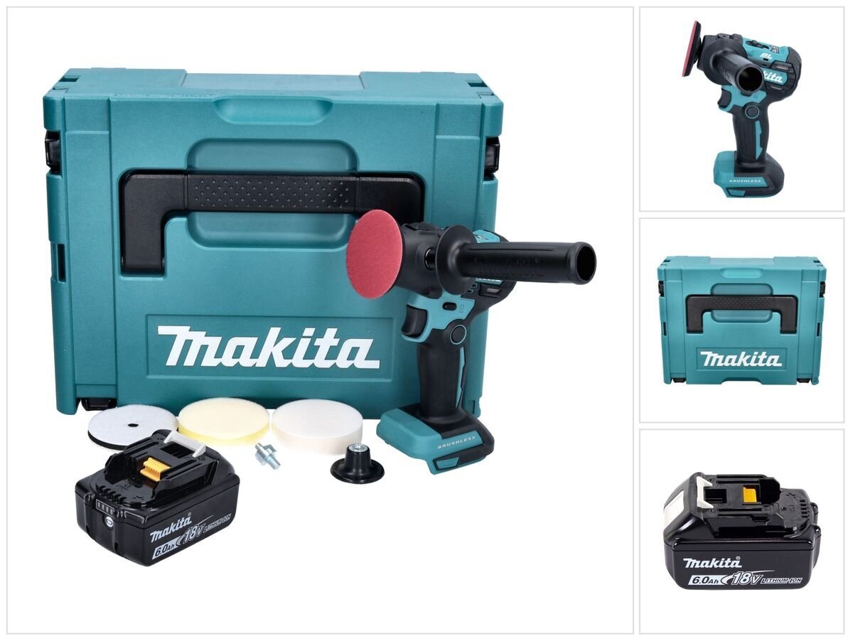 Makita DPV 300 G1J akkuhiomakone 18 V 50 / 80 mm + 1x akku 6,0 Ah + Makpac - ilman laturia hinta ja tiedot | Hiomakoneet | hobbyhall.fi