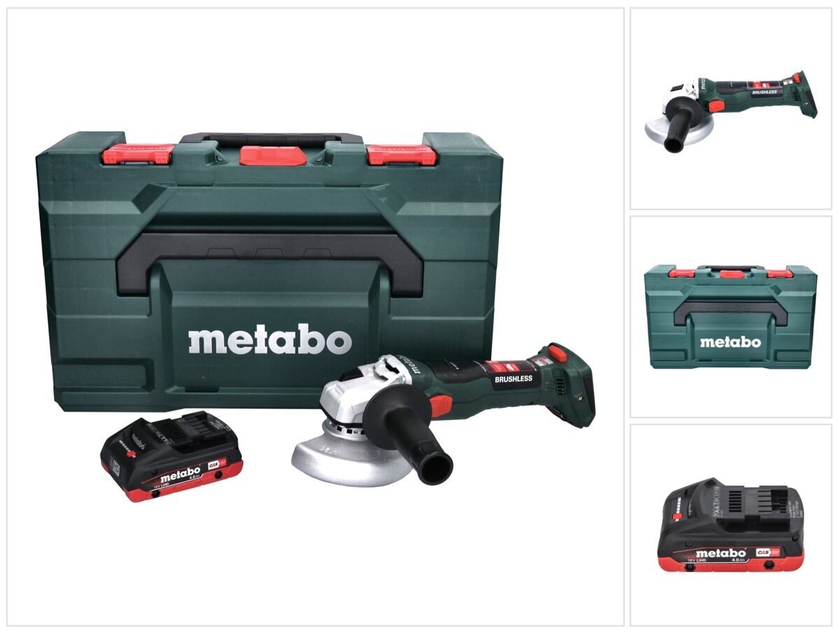 Metabo W 18 LT BL 11-125 akkukulmahiomakone 18 V 125 mm + 1x akku 4,0 Ah + metaBOX - ilman laturia hinta ja tiedot | Hiomakoneet | hobbyhall.fi