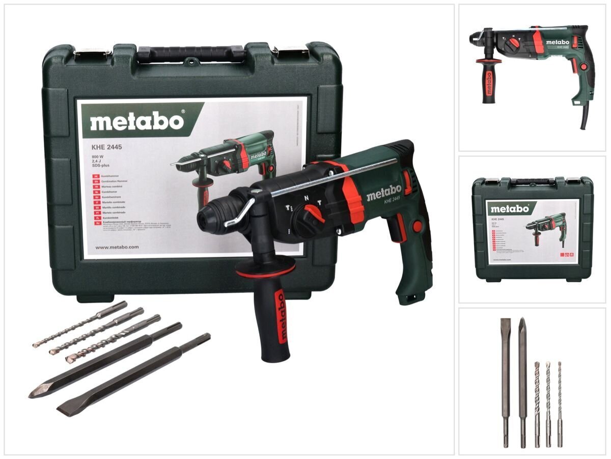 Metabo KHE 2445 Sähköinen perforaattori 800 W 2,4 J SDS plus + 5-osainen pora- ja talttasarja + kotelo hinta ja tiedot | Iskuporakoneet | hobbyhall.fi