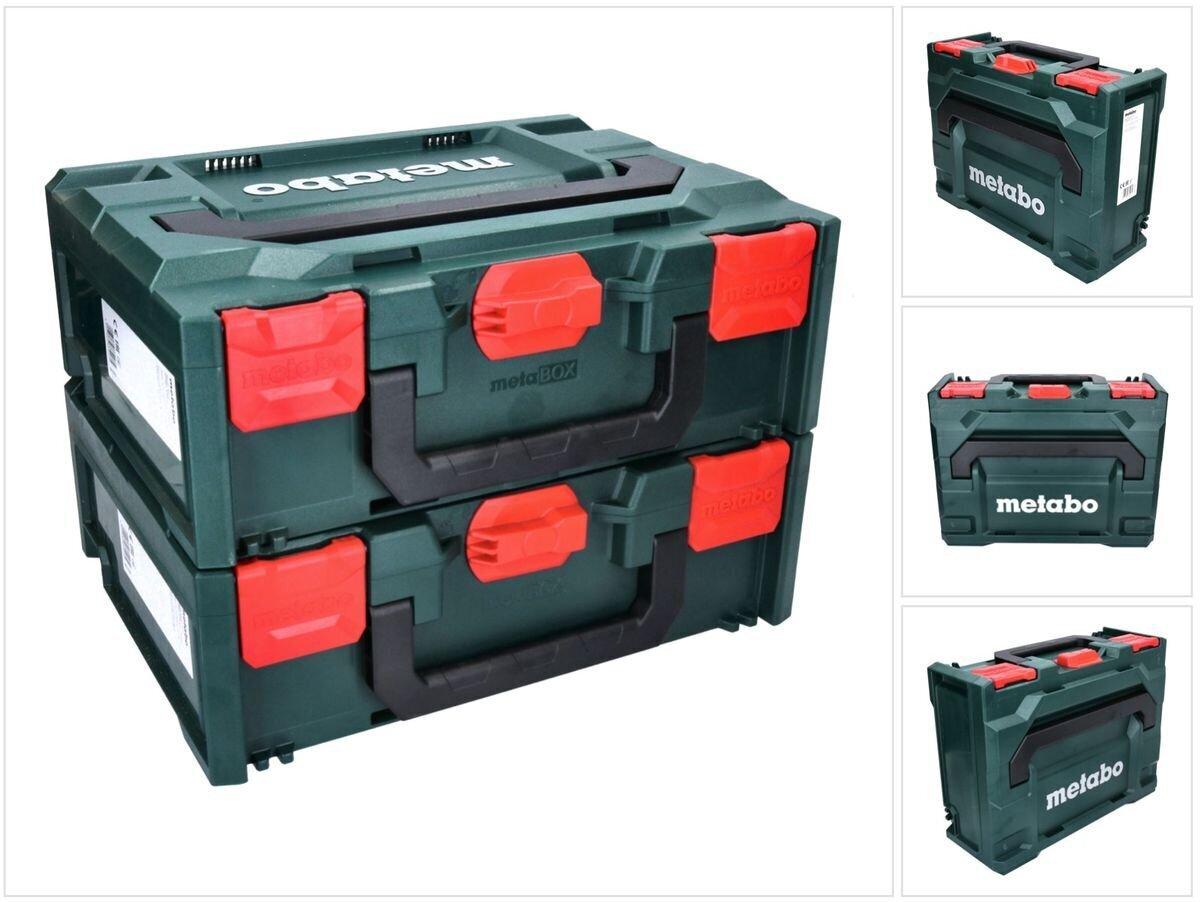 Metabo metaBOX 145 sarja 2x työkalulaatikkoa, pinottava 396 x 296 x 145 mm - ilman välikettä hinta ja tiedot | Työkalupakit ja muu työkalujen säilytys | hobbyhall.fi