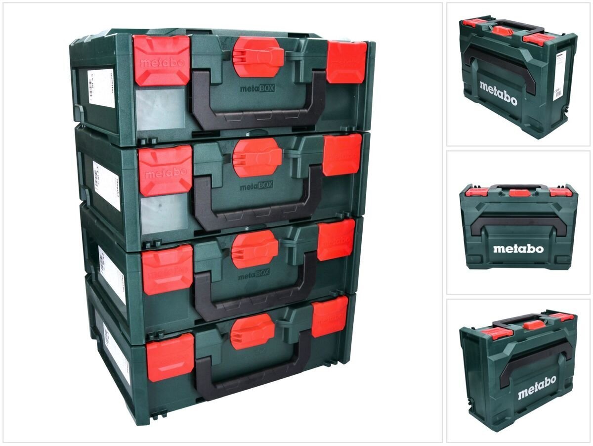 Metabo metaBOX 145 sarja 4x työkalulaatikkoa, pinottava 396 x 296 x 145 mm - ilman välikettä hinta ja tiedot | Työkalupakit ja muu työkalujen säilytys | hobbyhall.fi