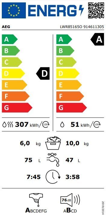 AEG LWR85165O hinta ja tiedot | Pyykinpesukoneet | hobbyhall.fi