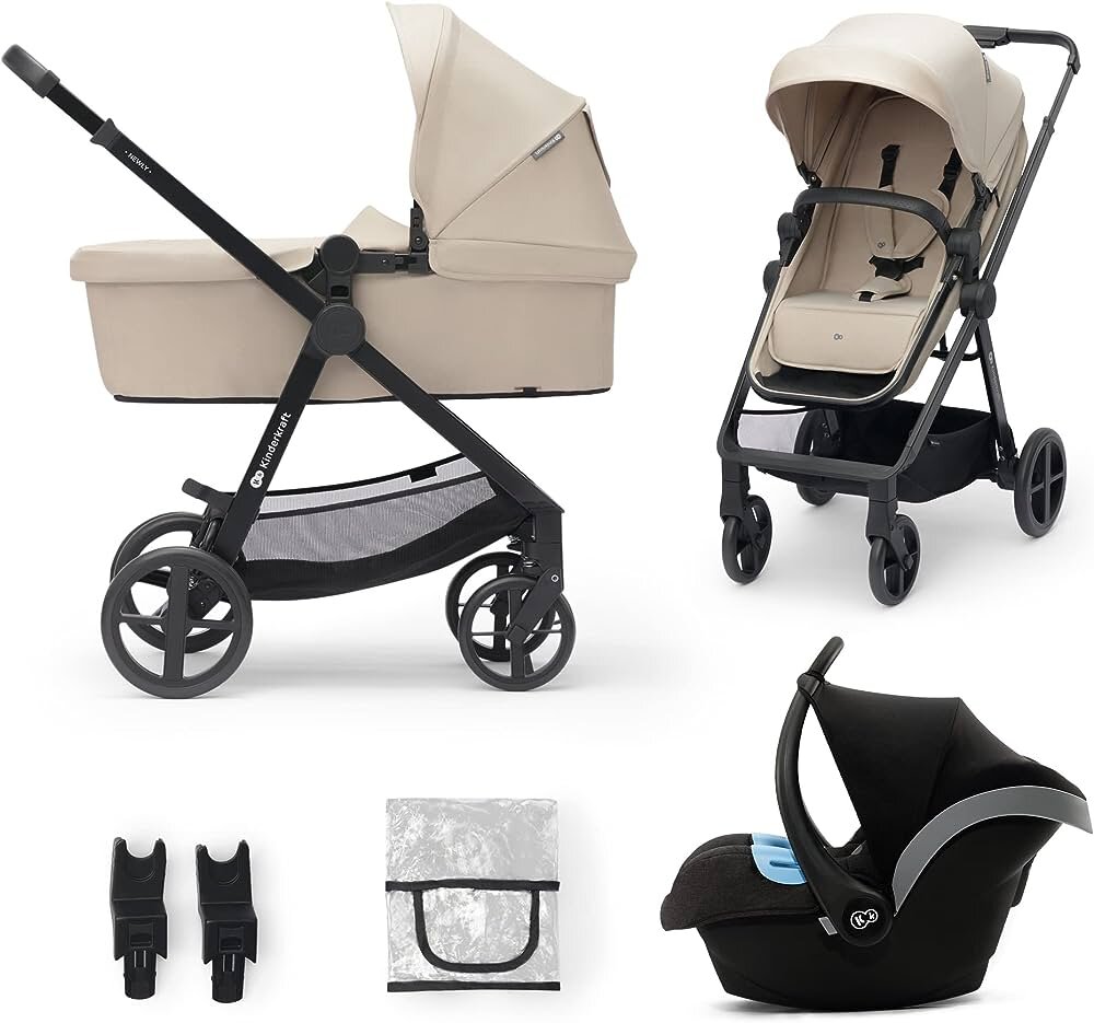 Kinderkraft 3in1 lastenrattaat, Newly Beige hinta ja tiedot | Vaunut ja rattaat | hobbyhall.fi