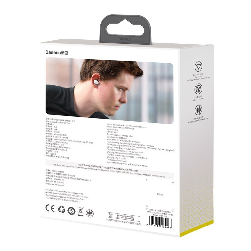 Baseus Bluetooth 5.0, valkoinen hinta ja tiedot | Hands-free -tarvikkeet | hobbyhall.fi