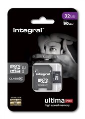 Muistikortti Integral Ultima Pro X MicroSDHC UHS-I 32GB + Adapteri hinta ja tiedot | Puhelimen muistikortit | hobbyhall.fi