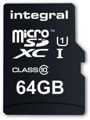Muistikortti SD + adapter Integral 64 Gt microSDXC UltimaPro hinta ja tiedot | Puhelimen muistikortit | hobbyhall.fi
