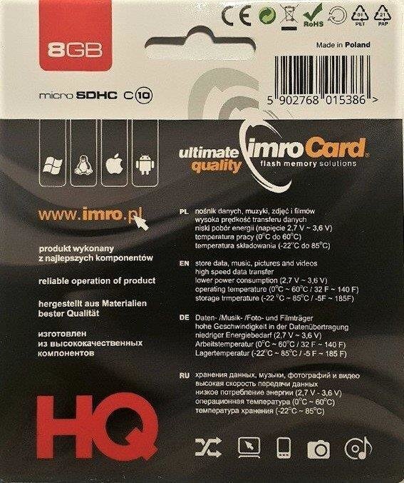 Imro 10/8G hinta ja tiedot | Puhelimen muistikortit | hobbyhall.fi