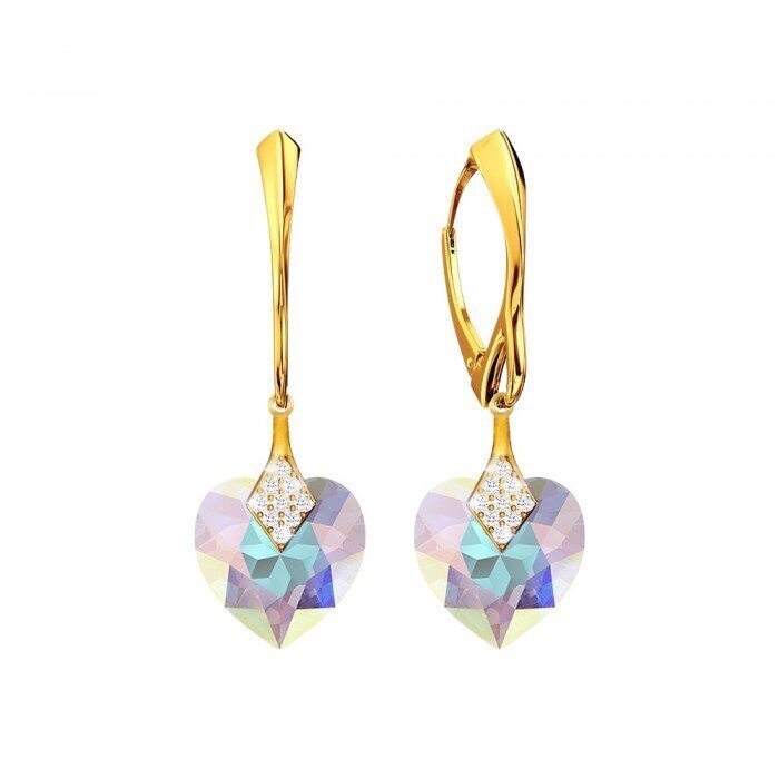 Hopeiset korvakorut "Cute Valentine (Aurora Borealis)" Swarovski kiteillä hinta ja tiedot | Korvakorut | hobbyhall.fi